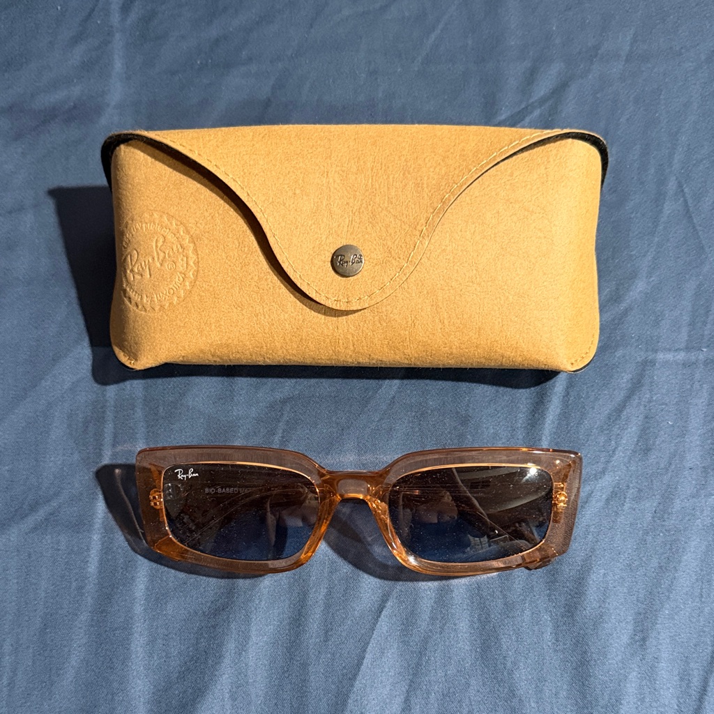 Ray-Ban Brown Tortoiseshell Rectangular Sunglasses With Tan Case